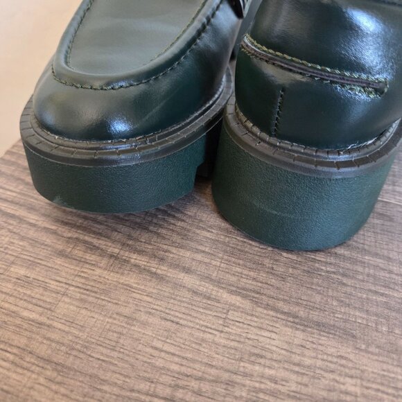 Zara Chunky Platform Loafer Shoes Dark Green Women's 6.5 EU 37 Academia Preppy - Picture 11 of 11